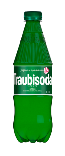 Traubisoda 500 ml – kultowy węgierski gazowany napój o smaku białych winogron w charakterystycznej zielonej butelce.