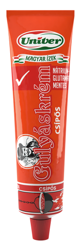 Univer Gulyáskrém Csípős 160g – hot Hungarian goulash paste in a tube, made with paprika, tomato, onion, cumin and spices.