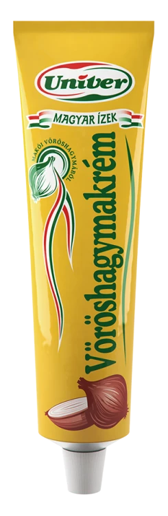Vöröshagymakrém Univer 160g – węgierska pasta z cebuli w tubce, zawierająca 82% mielonej cebuli. Wygodna przyprawa do zup, sosów, mięs i dań jednogarnkowych.
