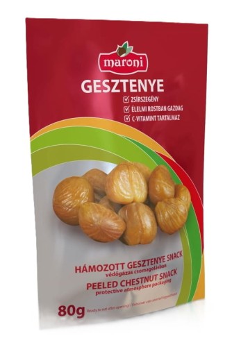 Peeled sweet chestnuts snack Maroni 80 g – edible sweet chestnuts in protective atmosphere packaging