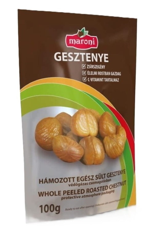Pieczone, obrane kasztany jadalne Maroni 100 g – naturalna przekąska w opakowaniu z atmosferą ochronną