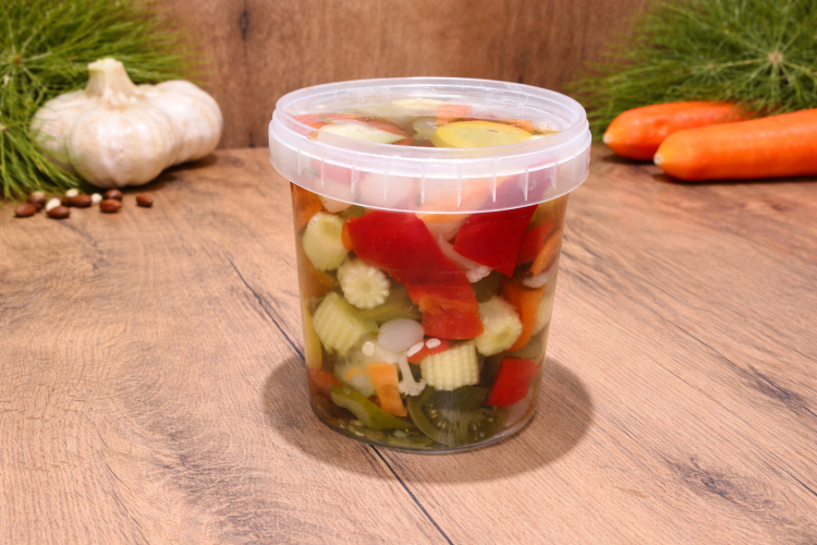 Party Mix Mild Pickled Vegetable Mix in Vinegar 800 g – traditional Hungarian non-pasteurized vegetable pickle blend with cucumber, peppers, green tomato, green watermelon, onion, cauliflower, and zucchini