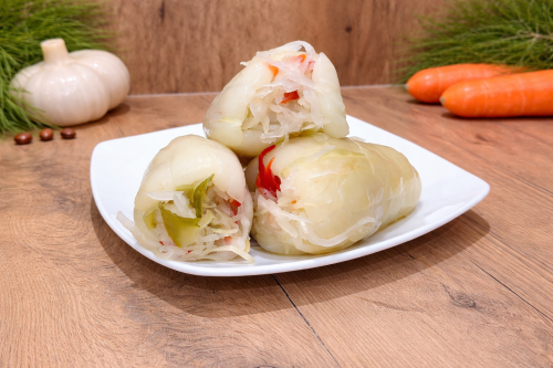 Conical Peppers Stuffed with Pickled Vegetable Salad in Vinegar 800 g – traditional Hungarian non-pasteurized stuffed peppers with pickled vegetable filling