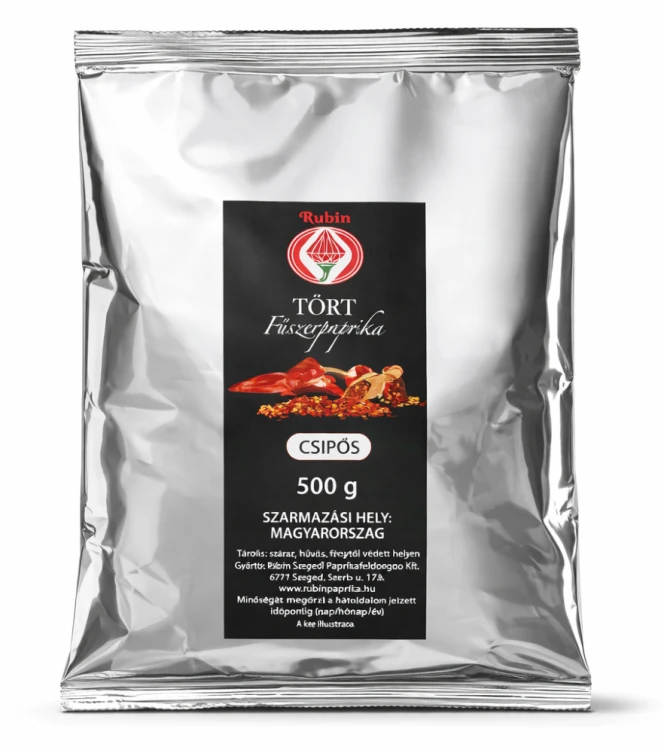 Rubin Tört Fűszerpaprika Csípős 500 g – Hungarian crushed hot paprika